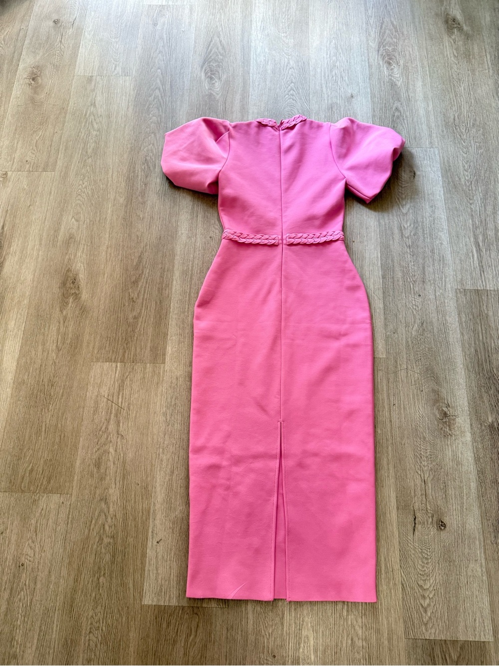 elliatt coralene pink puff sleeve high neck fitted midi dress size medium NEW - Picture 8 of 12